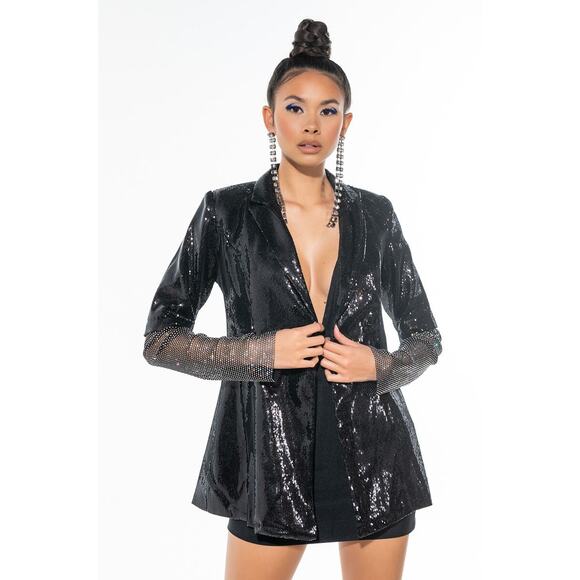 NWT - Akira Ball Drop Sequin Blazer - Picture 1 of 6